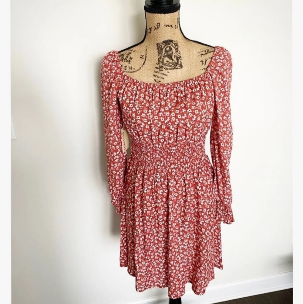 Stella Tweed Rust Red Ruched Dress